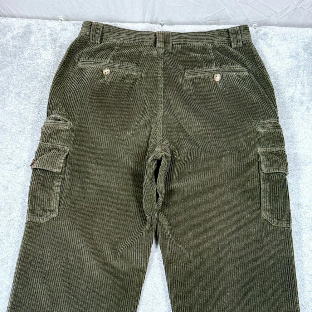 Cabelas Outfitter Series Corduroy Cargo Pants Mens 34x32 Wide-Whale‎ Dark Green